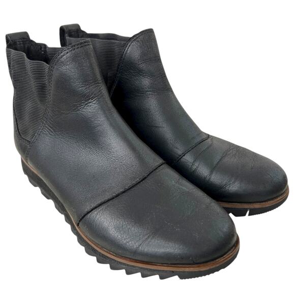 SOREL Harlow Chelsea Waterproof Leather Ankle Booties in Black Women’s 7.5 - Picture 6 of 13